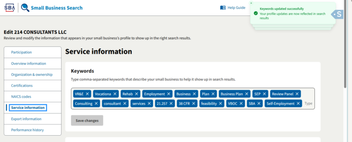 Small Business Search Tool (Gov. Contracting)