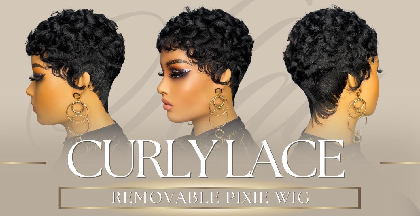 Curly Lace Removable Pixie Quick Weave Wig