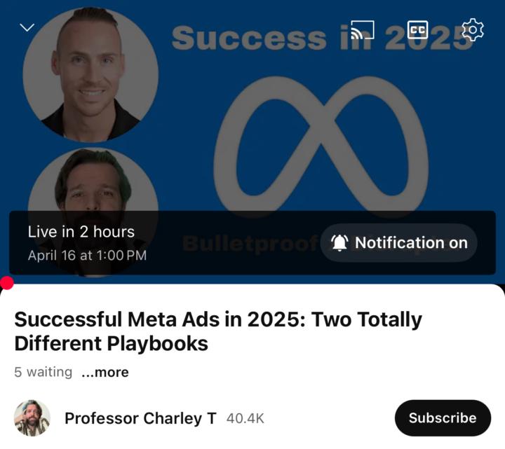 META ADs Debate With Professor Charley T @ LIVE 2pm EST