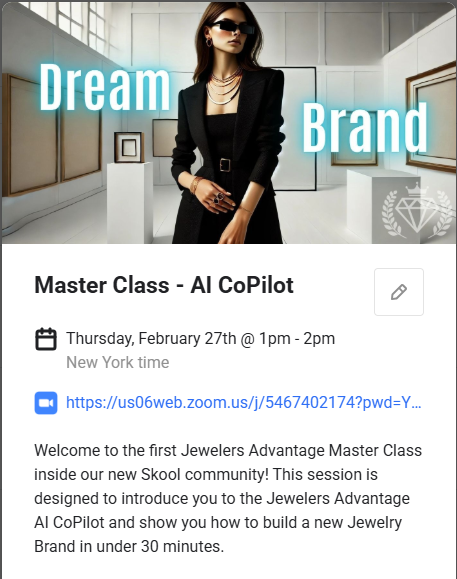 You're Invited - Our First Community Master Class