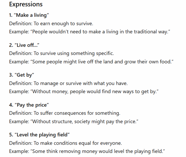 Tonight's Vocabulary and Expressions