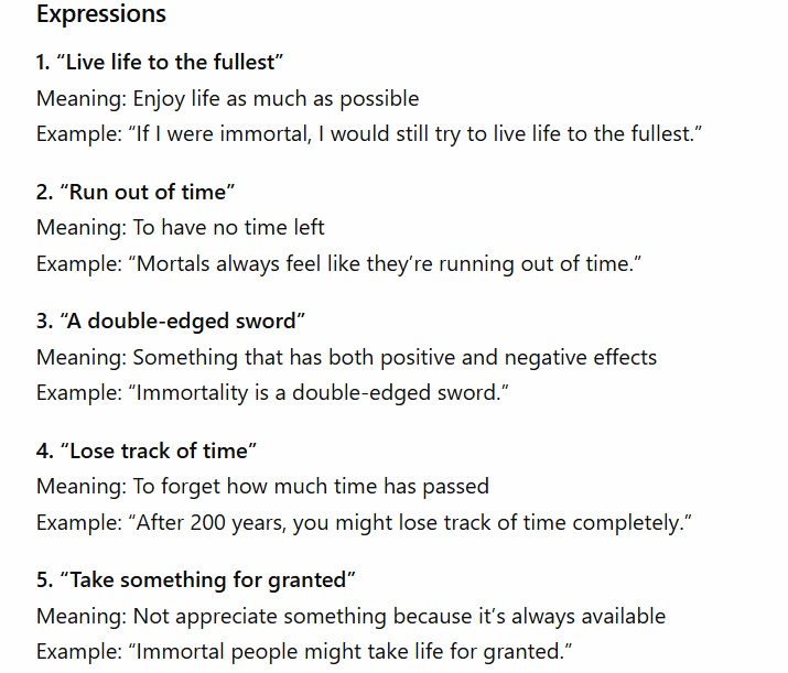 Tonight's vocabulary and expressions