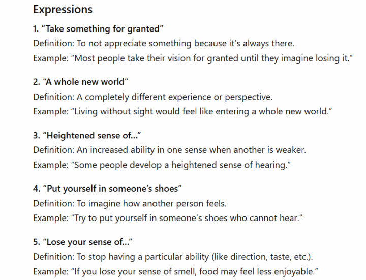 Tonight's Vocabulary/Expressions