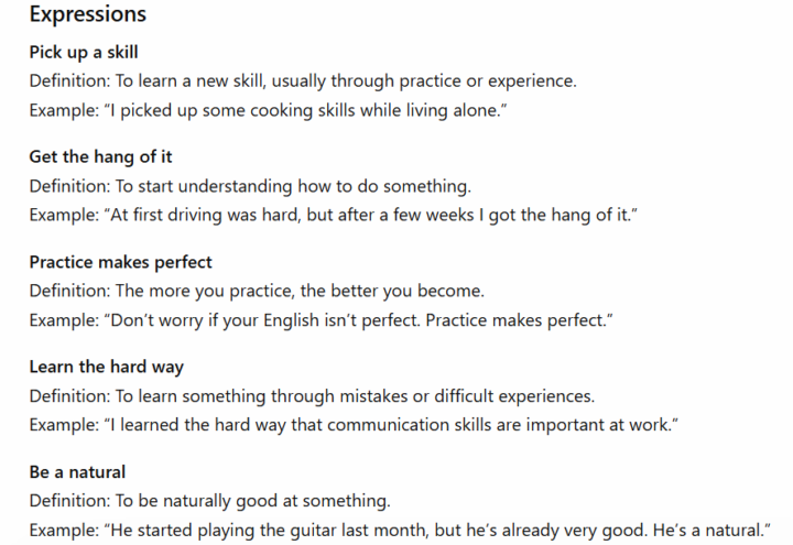 Tonight's Vocabulary and Expressions