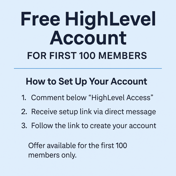 Free HighLevel Account for First 100 Members