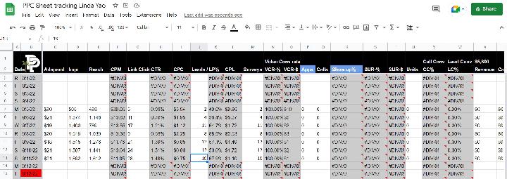 Please review my tracking sheet