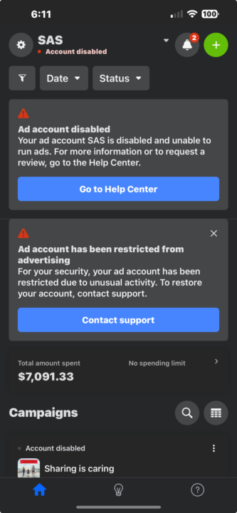 Account restricted . 