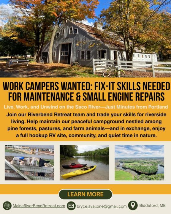 🌲 Work Campers Wanted — Join the Riverbend Retreat Team!