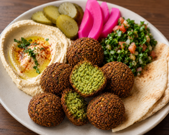 Falafel, hummus, and fava beans.😊