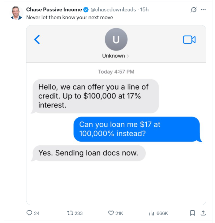 Loan offers + fake text format