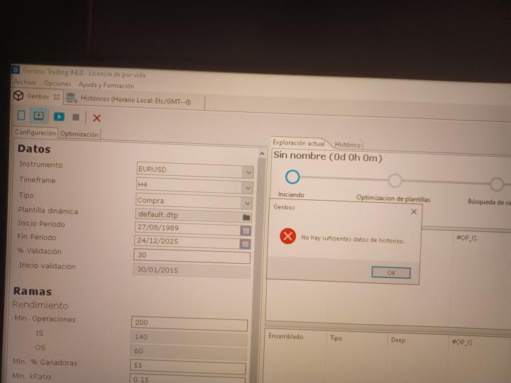 GBX con mensaje de datos insuficientes