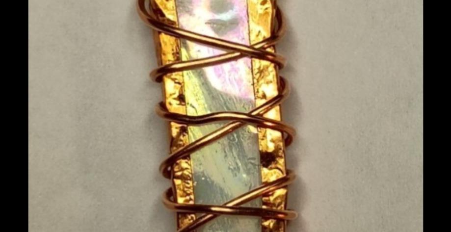 Wire wrapped dichroic glass pendant v2 of 2