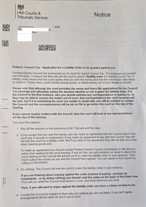 council tax battle - Liability Order