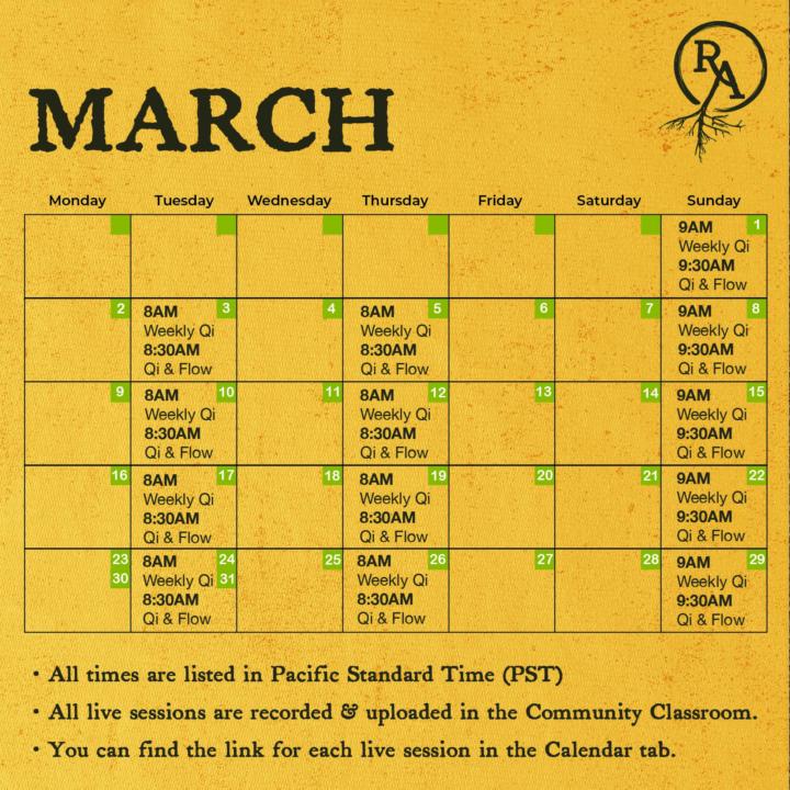 March Live Sessions Schedule