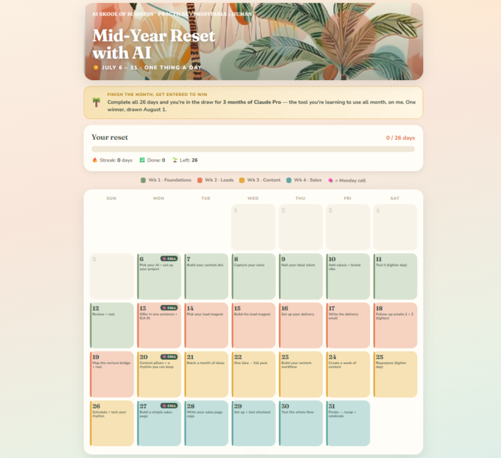 Mid-year reset I want to do with you, starting Monday