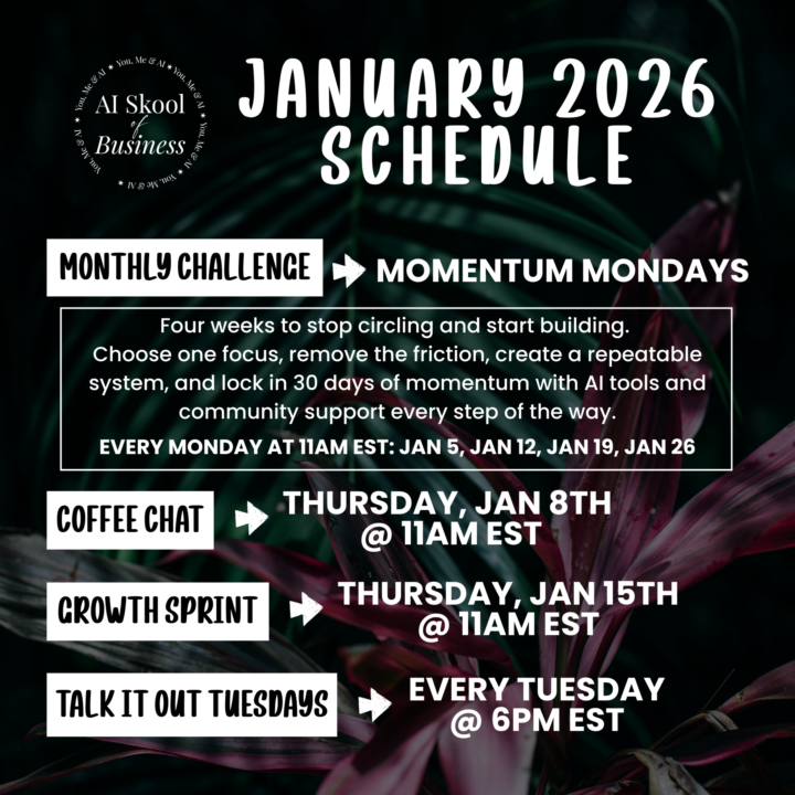 January 2026 Schedule — Let's Build Momentum 🎉