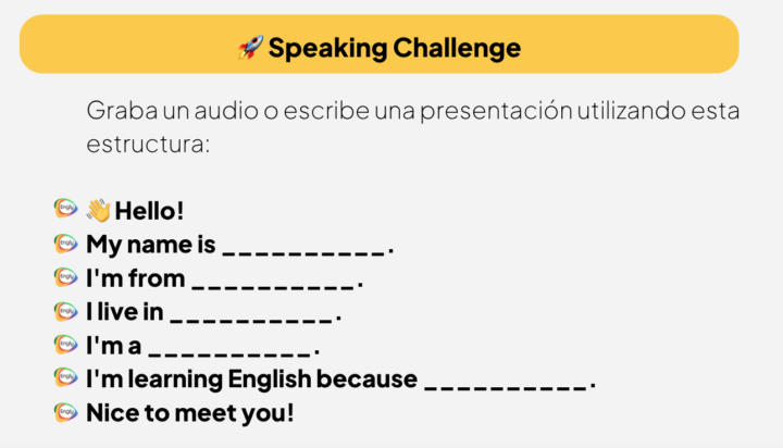 🎙️🚀 ¡SPEAKING CHALLENGE! PRESÉNTATE A TI MISM@ 