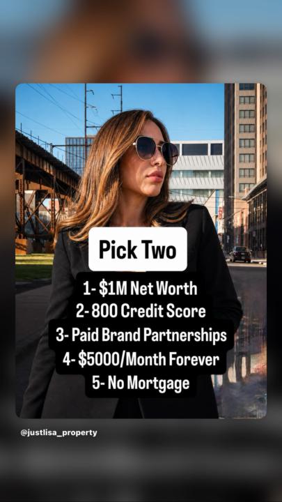 Pick two 👇🏽    1️⃣ 800 Credit Score2️⃣ $1M Net Worth3️⃣ $50K+/Month Cash Flow4️⃣ No Mortgage5️⃣ Access to Business Funding Anytime