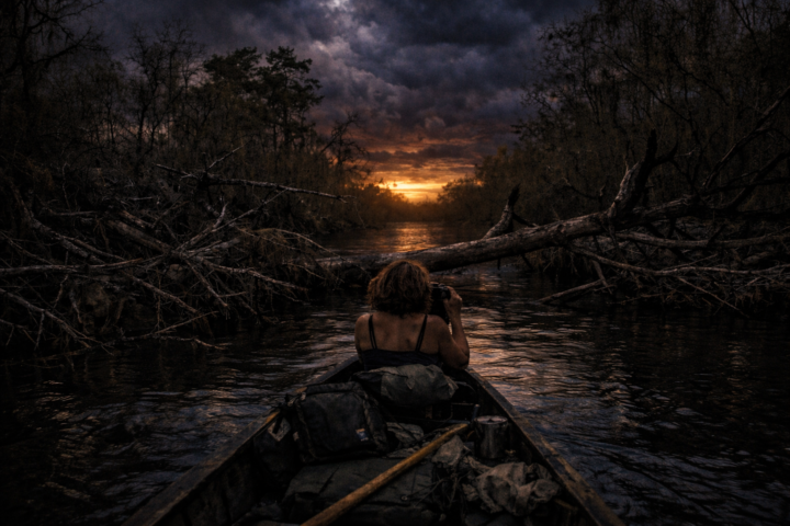 We made it past the trees. Found our sandbar. Tina caught two fish before I had the hammock hung.