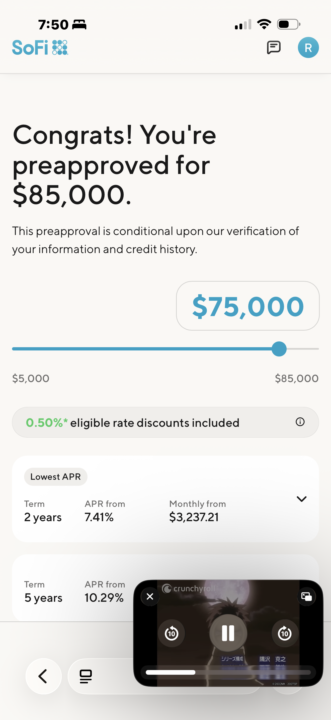 $85,000 pre-approved. 💳💰