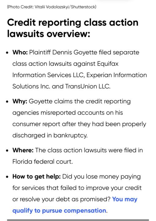 Man Files a Lawsuit Against Experian, Equifax TransUnion 