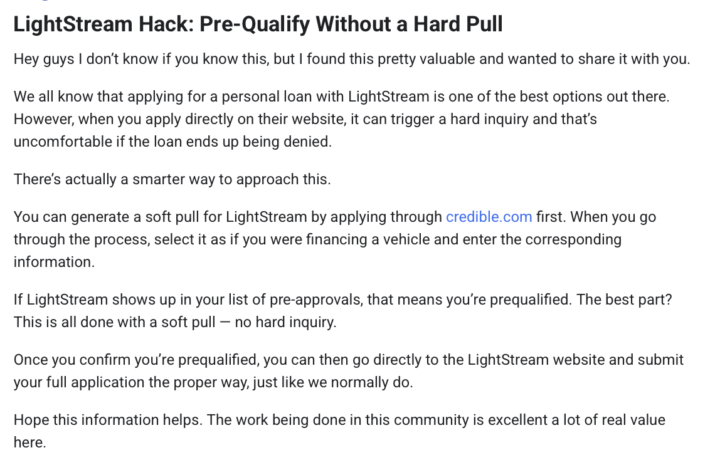 LightStream Hack: Pre-Qualify Without a Hard Pull