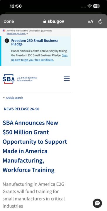 2026 SBA Grant Funding 