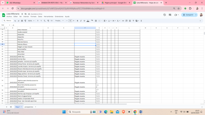 QUERER NO ES PODER  QUERER ES HACER..... AQUI MI LISTA MILLONARIA DIA 2