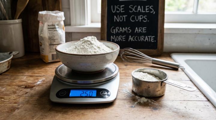 Use scales instead of cups. 