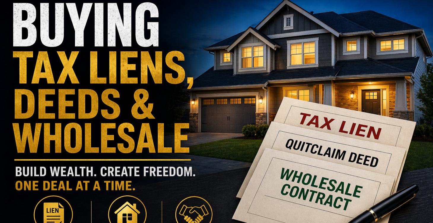 Learn about buying Tax Liens, Deeds & Wholesale!