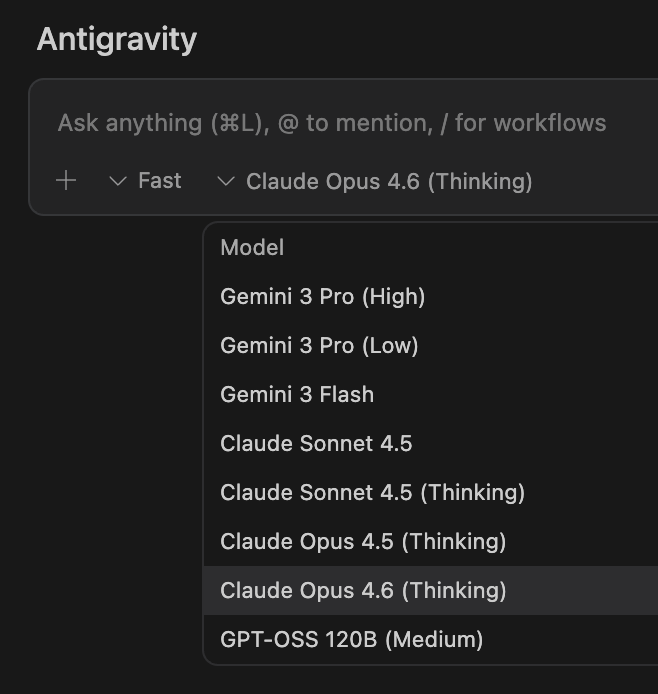 👌🏻 Claude Opus 4.6 live in Antigravity