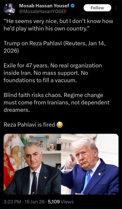 What is wrong with Mossab hassan yousef?