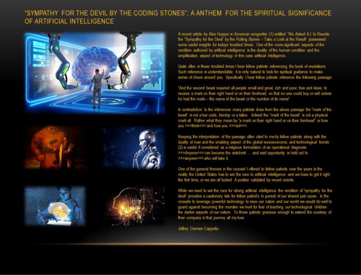 The Spiritual Significance of Artificial Intelligence; Why the United States has to Win the Race to Strong A.I. and Get it Right the First Time  