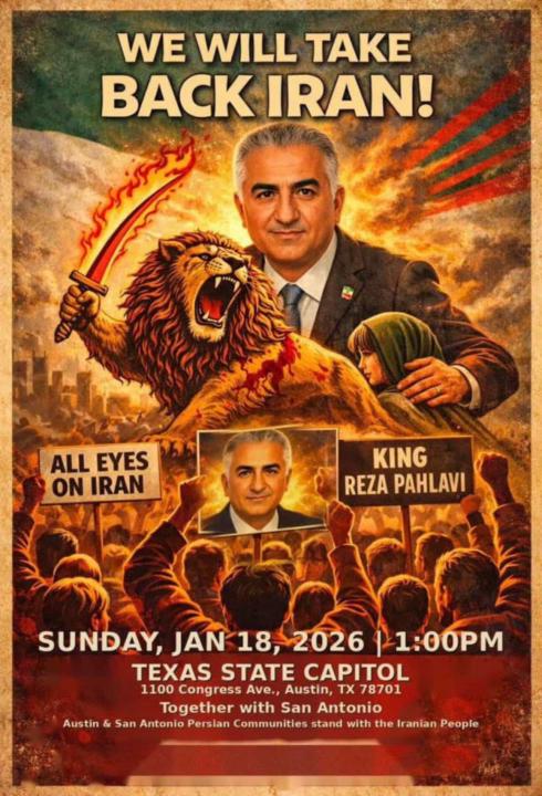PRO-PAHLAVI RALLY IN AUSTIN, TX 1/18 1PM