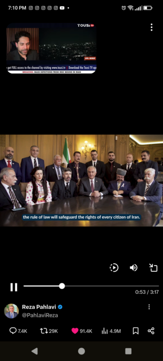 Prince Reza Pahlavi's video on X