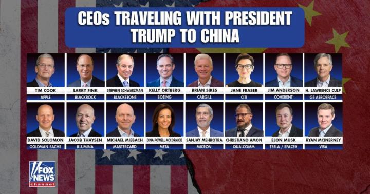 Trump heads to China with America’s biggest business giants