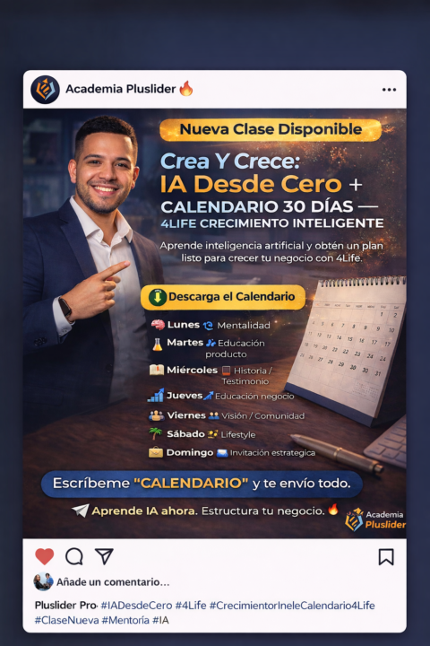 CREA Y CRECE IA DESDE CERO - CALENDARIO 30 DIAS 