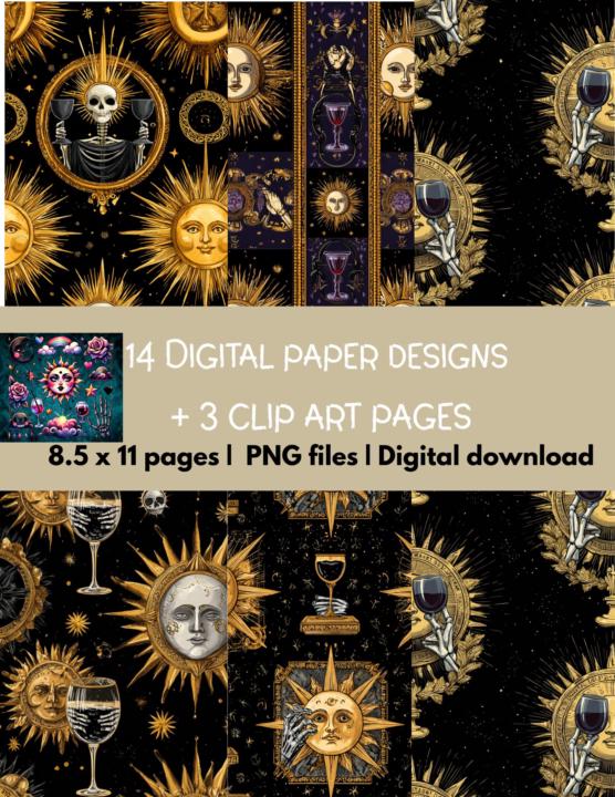 14 Moon and stars digital paper 
