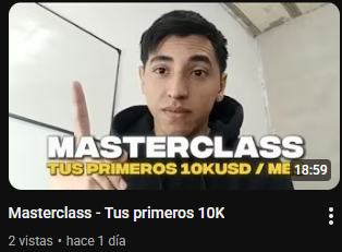 Nuevo video en youtube - Masterclass gratuita.