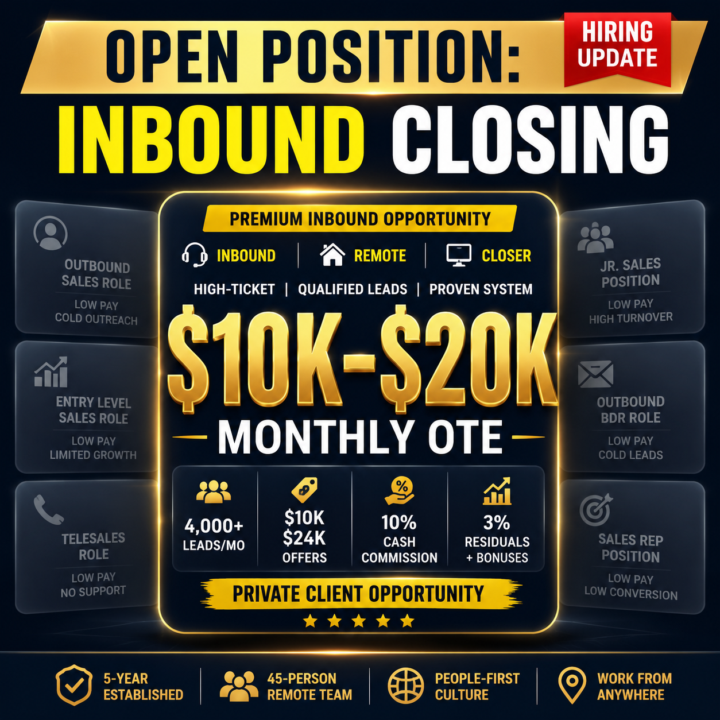 Hiring for a High Ticket Closer! 