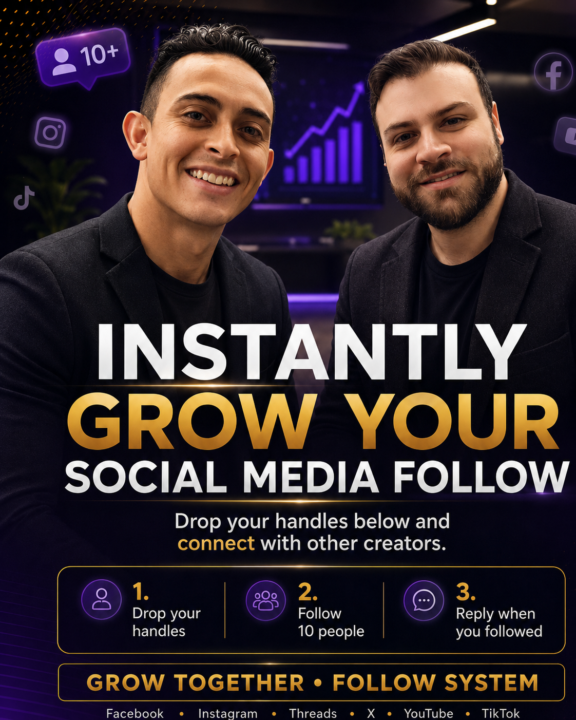 Grow instantly on social media (drop your handles)