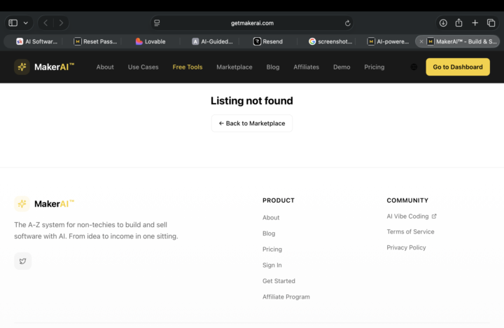 Marketplace link not working?