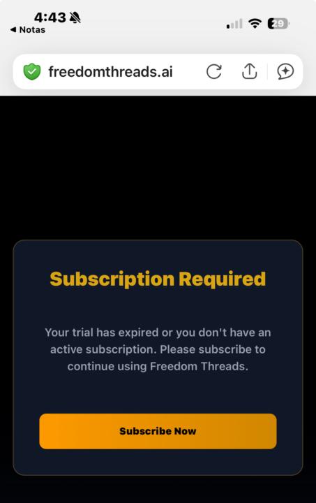 Help! Unable to Access Freedom Threads