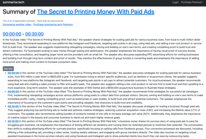 FREE - AI youtube summarizer 