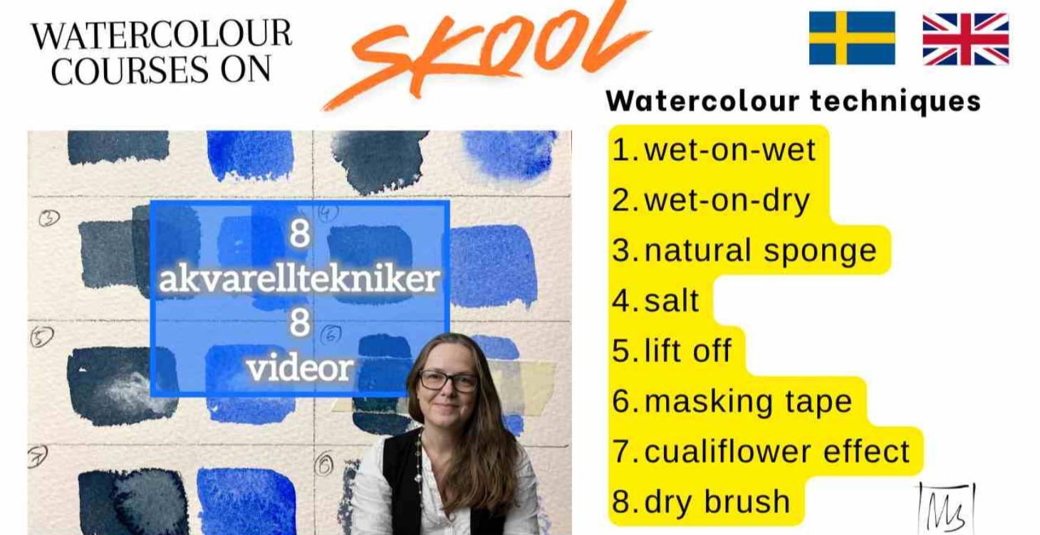 8 watercolour techniques 8 videos
