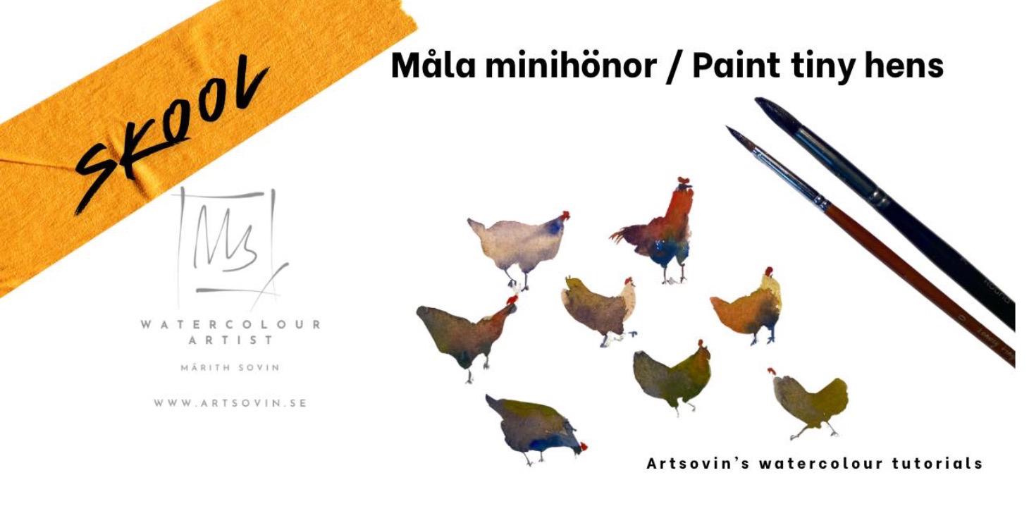 Måla minihönor i akvarell
