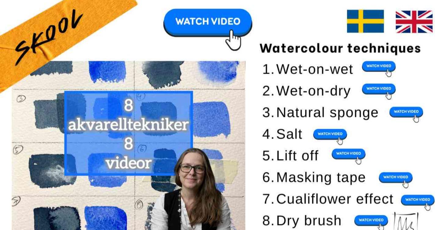 8 watercolour techniques 8 videos