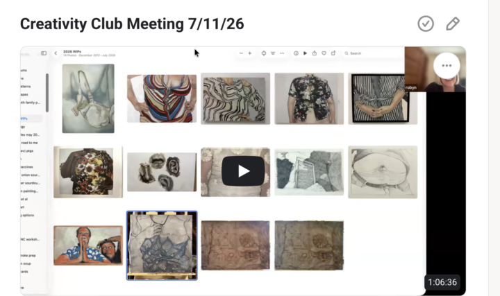 Creativity Club Meeting Recording Posted!