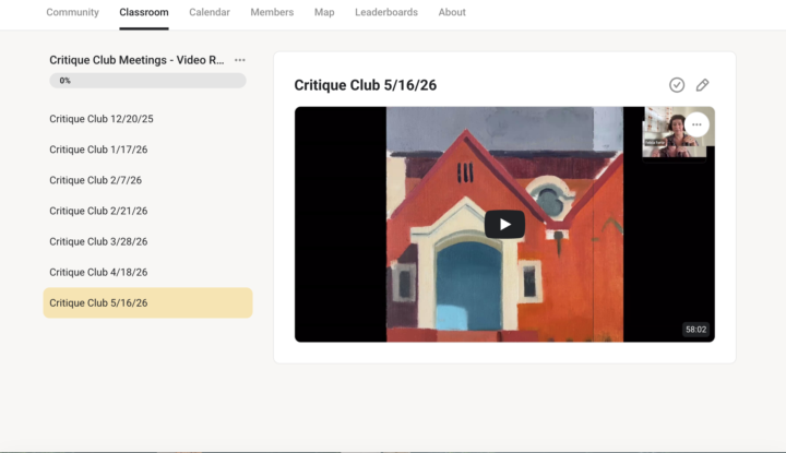 Today's Critique Club recording is up in the classroom.