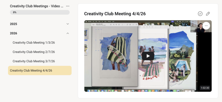 Today's Creativity Club meeting recording is up!